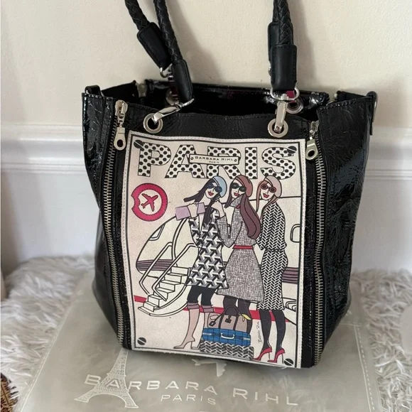 barbara rihl paris travel themed vinyl tote bag Barbara Rihl Paris Trip With My Best Friend Tote